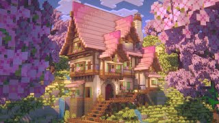 Minecraft 120  Cherry Blossom Survival House Tutorial in 6 Minutes [upl. by Jari323]