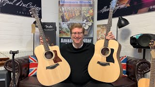 Taylor 210ce Vs Taylor 110e  Demonstration And Comparison With James At Rimmers Music [upl. by Anaihr]