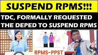 SUSPEND RPMS TDC FORMALLY REQUESTED THE DEPED TO SUSPEND RPMSwildtvoreg depedorder rpms [upl. by Anirbaz]