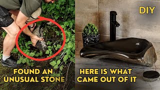 DIY AN AMAZING STONE FROM NATURE TURNED INTO THE MOST UNIQUE SINK  FULL CREATION PROCESS [upl. by Winne]