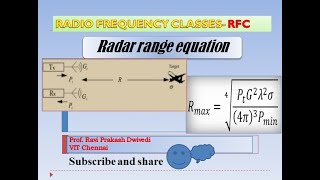 Radar range equation mono static and bi static radar Prof Ravi Dwivedi VIT Chennai [upl. by Rozella]