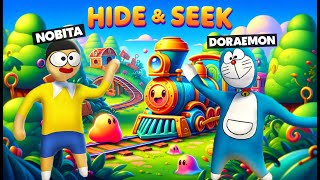 DORAEMON And NOBITA Did HIDE and SEEK Challenge Inside Train In HFF [upl. by Yarb769]