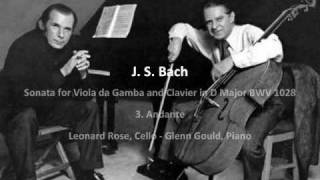 J S Bach  Sonata for Viola da Gamba and Clavier in D Major BWV 1028  3 Andante 34 [upl. by Dnomso]