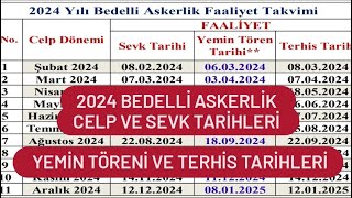 2024 Bedelli Askerlik Celp ve Sevk Tarihleri  Yemin TÃ¶reni ve Terhis Tarihleri [upl. by Kotta366]