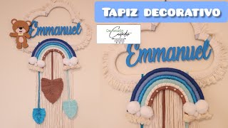 Tapiz de nube arcoiris y hojas tejido a macramé para bebéMacrame wall hanging for babies room [upl. by Roose]