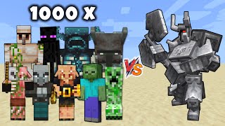 FERROUS WROUGHTNOUT vs 1000x All mobs in Minecraft  Ferrous Wroughtnout vs every mob 1v1000 [upl. by Anal565]