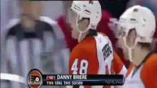 Danny Briere Gutsy Goal vs Canadiens 1272009 [upl. by Amari]