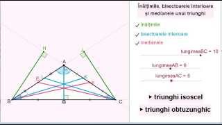 Înălțimi bisectoare interioare și mediane [upl. by Eeimaj]
