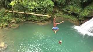 The Blue Hole in JAMAICA Cliff jumping [upl. by Derraj427]