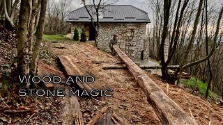 How I Lifted Massive Wooden Beams onto Stone Pillars with My Own Hands Ep 26 [upl. by Aiselad]