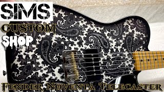 Fender Noventa Telecaster guitar  Black White Paisley paint by Sims Custom Shop [upl. by Aremat]