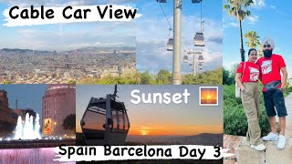 Spain 🇪🇸 Barcelona Day 3  Montjuïc Cable Car  Sunset  Sky View [upl. by Arondel]