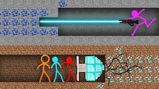 Stickman vs Minecraft Animation DIAMOND SURVIVAL in Stickman Minecraft Animation Cartoon [upl. by Finzer]