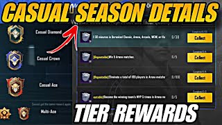 CASUAL SEASON EXPLAIN IN PUBG MOBILE  NEW CASUAL SEASON RANK UP  TIER REWARDS CASUAL SEASON [upl. by Leiria]