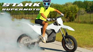 Worlds Fastest ELECTRIC SUPERMOTO 80HP Stark Varg 100mph [upl. by Caldera]