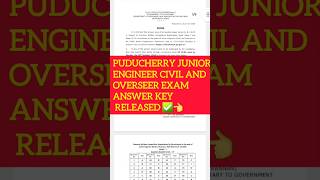 Puducherry Junior engineer civil and overseer exam answer key released short reels trending [upl. by Clarine]