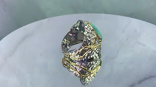 Sterling Silver Two Tone Ocean Reef design ring with Opal [upl. by Nnylrats122]