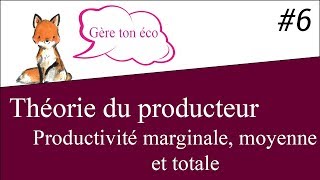 Microéconomie  Productivité moyenne marginale et totale  Théorie du producteur 6 [upl. by Eidda]