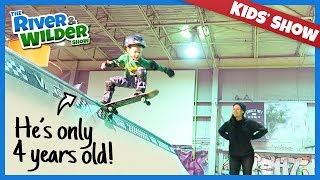 SKATEBOARDING 4 YEAR OLD SKATER FIRST TIME ON HALFPIPE [upl. by Bari]