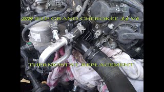 2019 Jeep Grand Cherokee Thermostat Replacement 36 Pentastar V6 [upl. by Saied240]