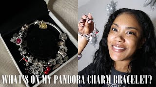 WHATS ON MY PANDORA CHARM BRACELET 2023 [upl. by Nnylyaj]