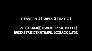 Iteration1Week3  Day 1  Chestpowerlower upper middle Backstrengthtraps midback lats [upl. by Naujek]