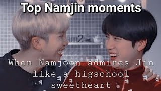 Top NAMJIN moments when Namjoon admires Jin like a highschool sweetheart ❤️ namjin bts [upl. by Irahc331]