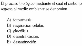 CICLO DEL CARBONO PREGUNTA RESUELTA DE BIOLOGIA [upl. by Misty557]