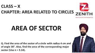 Find the area of the sector of a circle with radius 4 cm and of angle 30° Also find the area of [upl. by Ttelrahc]