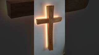 Extra large wooden cross with ambient LED light woodworking woodlamp diy wallcross [upl. by Rehpotirhc]