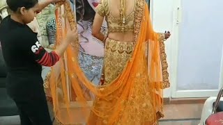 beautiful bridal open double Dupatta setting for beginnerPooja Chaudhary khushi makeovers [upl. by Surbeck]