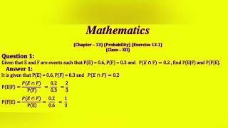 Solve for PEF and PFE with Probabilities of E and F [upl. by Leighton]