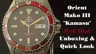 Orient Mako 3  quotKamasuquot Divers Watch RAAA0814R19B Red Dial  Unboxing and Quick Look [upl. by Auop]