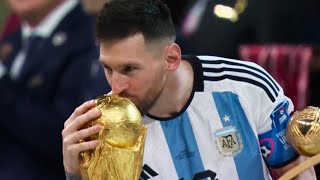 Lionel Messi Kissing the World Cup Trophy  English Commentary  World Cup Finals 2022 HD [upl. by Aidan]