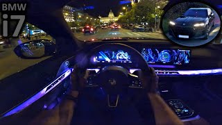 2023 BMW i7 xDrive60  night city POV drive [upl. by Skutchan]