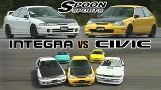 ENG CC Tuned NA battle  Spoon Integra R Spoon Civic Silvia S13 MX5 Levin  Tsukuba 1997 [upl. by Ben]