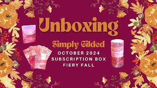 UNBOXING Simply Gilded October 2024 Planner Sticker amp Washi Monthly Subscription Box  Fiery Fall [upl. by Obel97]