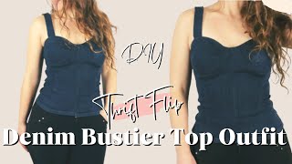 Diy Bustier top  How to Make a Bustier Top  easy THRIFT FLIP [upl. by Yeuh892]