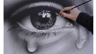 How to Draw a Realistic Eye with teardrop speed painting [upl. by Ona]