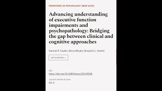 Advancing understanding of executive function impairments and psychopathology Bridgi  RTCLTV [upl. by Becker]