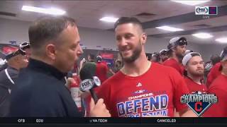 Yan Gomes postgame after clinch Indians arent taking 3rd straight AL Central title for granted [upl. by Enerod]