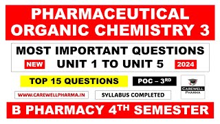 pharmaceutical organic chemistry 4th semester important questions  Carewell Pharma [upl. by Janna]