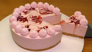 NoBake Strawberry Cheesecake  Strawberry Swirl Cheesecake Made with Jam  No Egg No Oven [upl. by Anawit]