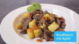 Rezept Gebratenes Rindfleisch mit Apfel [upl. by Gish]