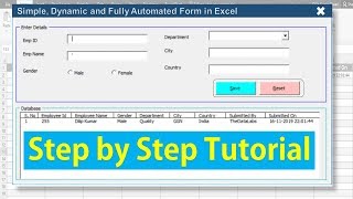 Fully Automated Data Entry User Form in Excel  Step By Step Tutorial [upl. by Kirven]