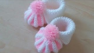 Easy to knit baby booties 06 months with written instructions handmade babybootiesmodels knit [upl. by Alakcim]