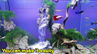 AQUASCAPE WATERFALL  Simple Aquascape Waterfall Setup Step by Step Tutorial [upl. by Patrizius]