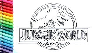 Drawing and Coloring Jurassic World Logo  Dinosaurs Color Pages for Childrens [upl. by Aubree]