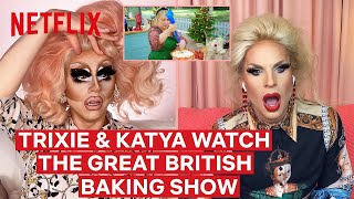 Netflix Guide Drag Queens Trixie Mattel amp Katya React to The Great British Baking Show I Like to [upl. by Kerstin]