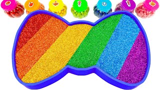 Satisfying Video l How to make Rainbow Slime Bow Tie Bathtub FROM Mixing Glitter AND Glitter ASMR [upl. by Wiener]